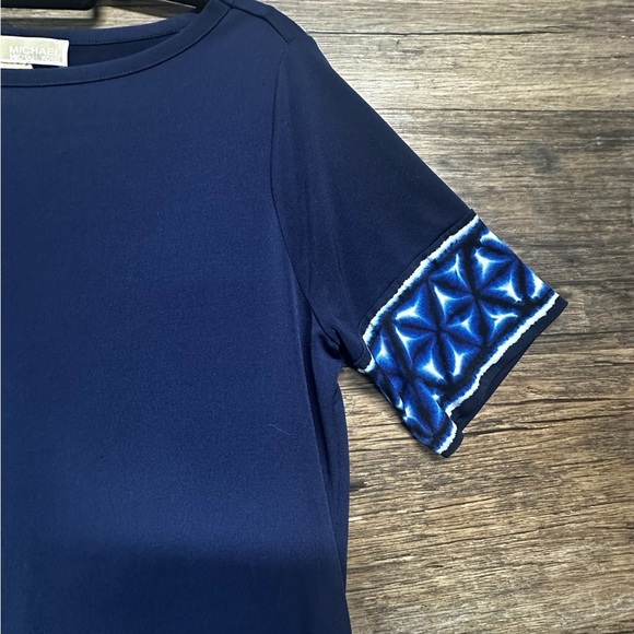 Michael Kors Navy Blue Dress with Geometric Trim - Picture 3 of 8